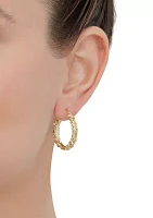 2 Row Hollow Square Milano Hoop Earrings in 10K Yellow Gold