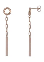 Tube Bar & Paperclip Chain Tube Topper Earrings in 10K Rose Gold