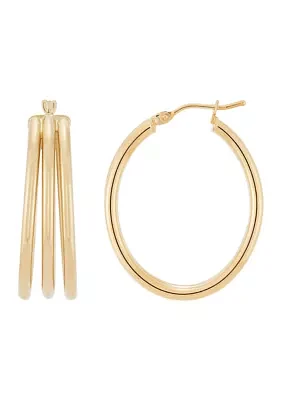 3 Row Stackable Hoop Earrings in 10K Yellow Gold