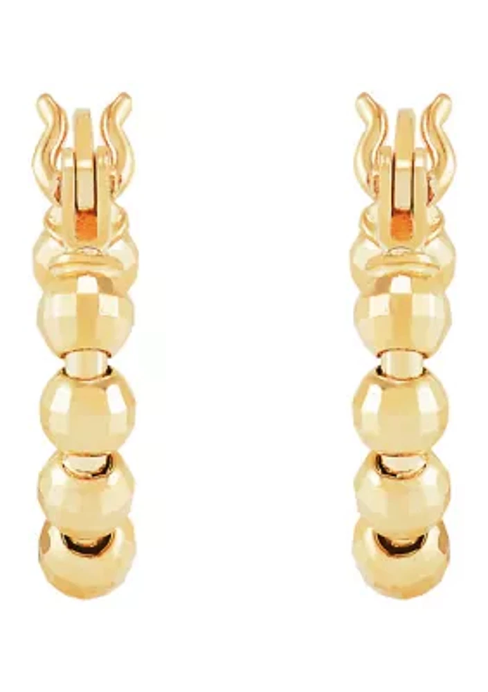 12 Millimeter Bead Hoop Earrings in 10K Yellow Gold