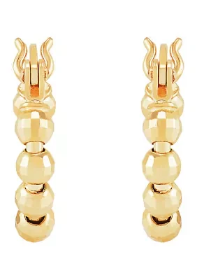 12 Millimeter Bead Hoop Earrings in 10K Yellow Gold