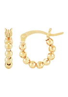 12 Millimeter Bead Hoop Earrings in 10K Yellow Gold