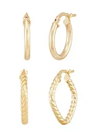 Tube Hoop Earrings Set in 10K Yellow Gold