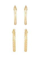 Tube Hoop Earrings Set in 10K Yellow Gold