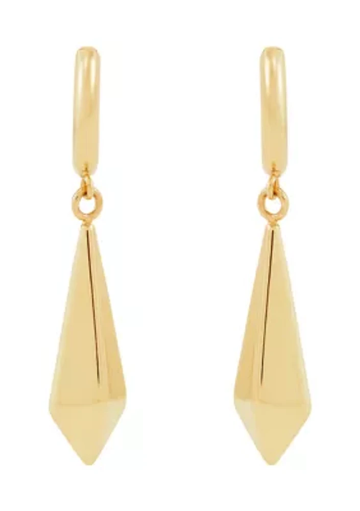 Teardrop Huggie Hoop Earrings in 10K Yellow Gold