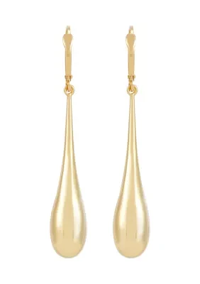 Long Tear Drop Dangle Earrings in 10K Yellow Gold