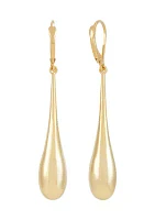 Long Tear Drop Dangle Earrings in 10K Yellow Gold