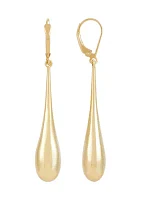 Long Tear Drop Dangle Earrings in 10K Yellow Gold