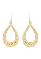 Graduated Shrimp Design Teardrop Dangle Earrings in 10K Yellow Gold