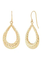 Graduated Shrimp Design Teardrop Dangle Earrings in 10K Yellow Gold