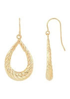 Graduated Shrimp Design Teardrop Dangle Earrings in 10K Yellow Gold