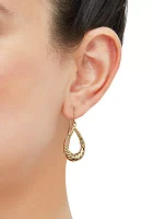 Graduated Shrimp Design Teardrop Dangle Earrings in 10K Yellow Gold