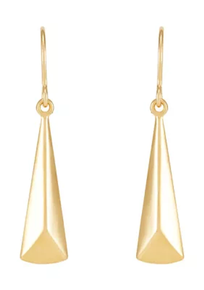 Long Triangle Dangle Earrings in 10K Yellow Gold