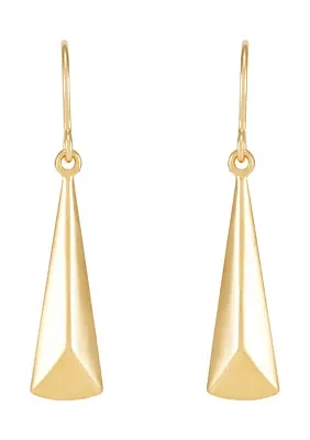 Long Triangle Dangle Earrings in 10K Yellow Gold