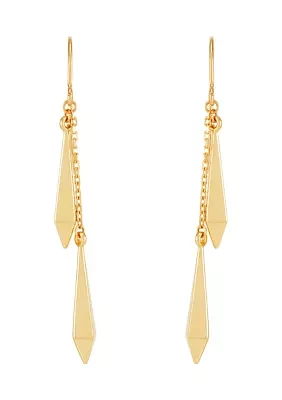 Double Long Rhombus Dangle Earrings in 10K Yellow Gold