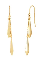 Double Long Rhombus Dangle Earrings in 10K Yellow Gold