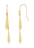 Double Long Rhombus Dangle Earrings in 10K Yellow Gold