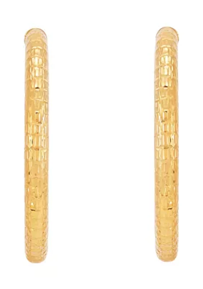 Tube J Hoop Earrings in 10K Yellow Gold