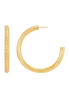 Tube J Hoop Earrings in 10K Yellow Gold