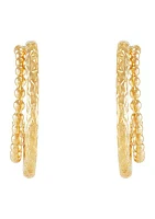 Double Row J Hoop Earrings in 10K Yellow Gold