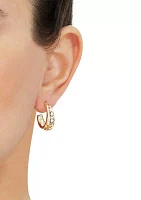 Double Rows J Hoop Earrings in 10K Yellow Gold