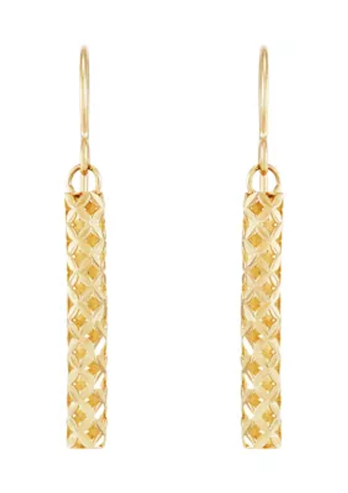 Pierced Stick Dangle Earrings in 10K Yellow Gold