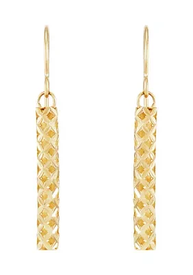 Pierced Stick Dangle Earrings in 10K Yellow Gold