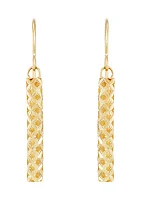 Pierced Stick Dangle Earrings in 10K Yellow Gold