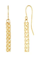 Pierced Stick Dangle Earrings in 10K Yellow Gold