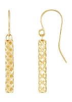 Pierced Stick Dangle Earrings in 10K Yellow Gold