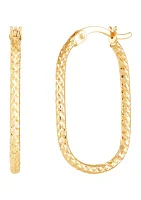 Oval Tube Hoop Earrings in 10K Yellow Gold