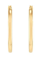 Oval Square Tubing Hoop Earrings in 10K Yellow Gold