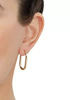 Oval Square Tubing Hoop Earrings in 10K Yellow Gold