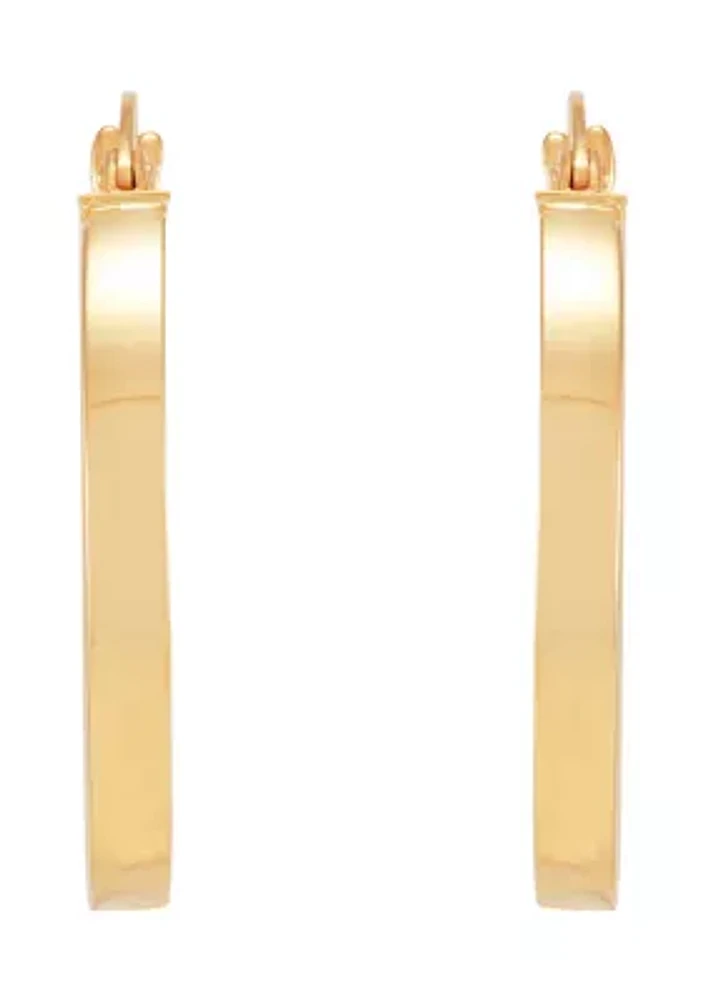 Triangle Tube Hoop Earrings in 10K Yellow Gold