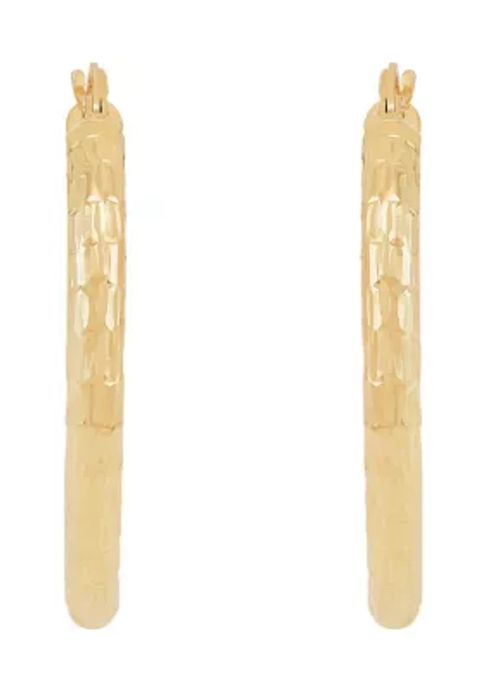 Marquise Design Tube Hoop Earrings in 10K Yellow Gold