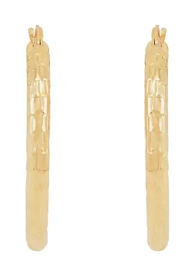 Marquise Design Tube Hoop Earrings in 10K Yellow Gold