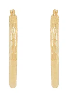 Marquise Design Tube Hoop Earrings in 10K Yellow Gold