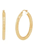 Marquise Design Tube Hoop Earrings in 10K Yellow Gold