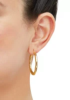 Marquise Design Tube Hoop Earrings in 10K Yellow Gold