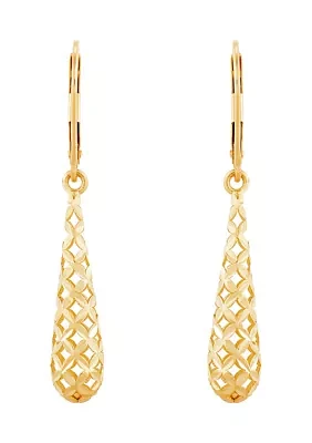 Eggplant Drop Earrings in 10K Yellow Gold