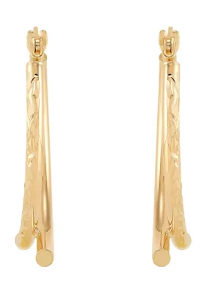 Double Tube Wishbone Hoop Earrings in 10K Yellow Gold