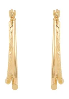 Double Tube Wishbone Hoop Earrings in 10K Yellow Gold