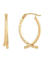 Double Tube Wishbone Hoop Earrings in 10K Yellow Gold