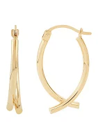 Double Tube Wishbone Hoop Earrings in 10K Yellow Gold