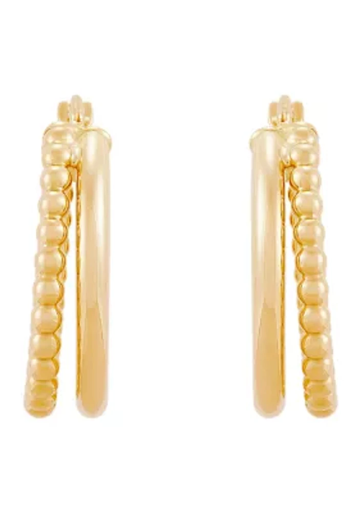 Double Rows Tube Hoop Earrings in 10K Yellow Gold