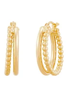 Double Rows Tube Hoop Earrings in 10K Yellow Gold