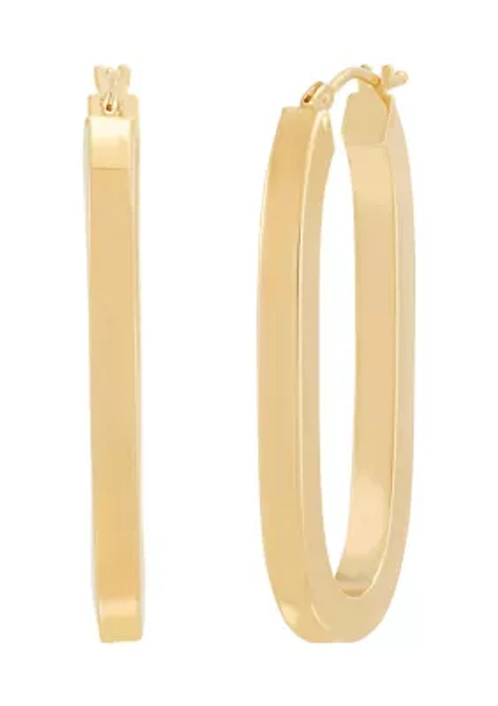 Paperclip Square Tubing Hoop Earrings in 10K Yellow Gold