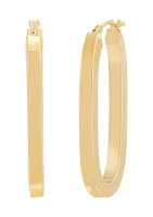 Paperclip Square Tubing Hoop Earrings in 10K Yellow Gold