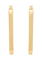 Paperclip Square Tubing Hoop Earrings in 10K Yellow Gold