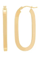 Paperclip Square Tubing Hoop Earrings in 10K Yellow Gold